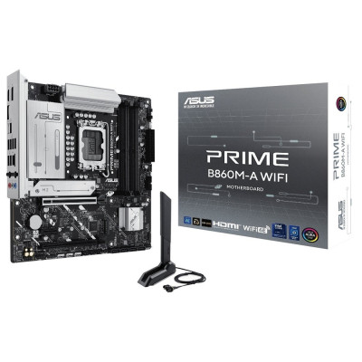Материнська плата LGA1851, Asus PRIME B860M-A WIFI, B860, 4xDDR5, 1xPCI-E 5.0 x16, 1xPCI-E 4.0 x16, 1xPCI-E 4.0 x1, 4xSATA3, 2xM.2, Realtek 7.1, Realtek 2.5Gb, WiFi 6E, Bluetooth 5.3, HDMI/2xDP, MicroATX