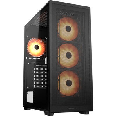 Корпус Cougar MX220 RGB, Black, без БЖ, Mid Tower, для ATX / Micro ATX / Mini ITX, 1xType-C / 2xUSB 3.0, макс. CPU - 160 мм / VGA - 340 мм, 4x120 мм ARGB, бічна панель із загартованого скла, вбудований ARGB/PWM Hub