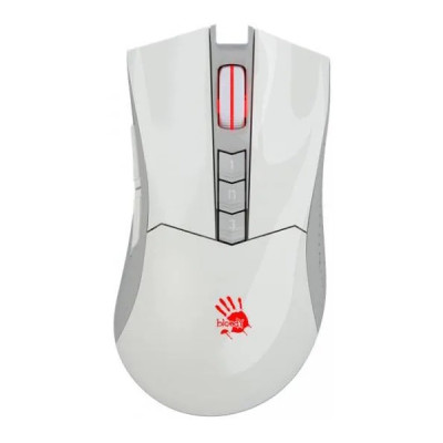Миша бездротова Bloody R90 Plus, White, USB 2.4GHz, оптична (сенсор BC3332-S), 100 - 5000 cpi, 150 IPS, 8 програмованих кнопок, акумулятор 500 mAh
