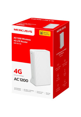 Модем 4G Mercusys MB130-4G, White, 2.4 ГГц / 5 ГГц, (300 Мб/с / 867 Мб/с), LAN, WAN, Wi-Fi, 3G, 4G/LTE