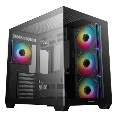 Корпус Deepcool CG530 4F, Black, без БЖ, Mid Tower, ATX / Micro ATX / Mini ITX, 1xType-C / 2xUSB 3.0, макс. CPU - 160 мм / VGA - 410 мм, 4x120 мм ARGB, бічна та передня панель із загартованого скла (R-CG530-BKADA4-G-1)