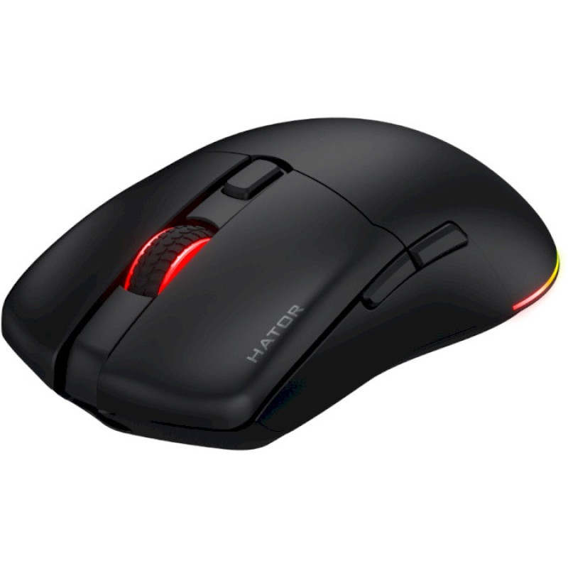 Миша бездротова Hator Pulsar 3, Black, Bluetooth / 2.4 GHz / USB, кабель 1.8 м, оптична (сенсор PixArt PMW 3311), 12000 dpi, RGB підсвічування, перемикачі HATOR Optical 100M, акумулятор 600 mAh (HTM630)