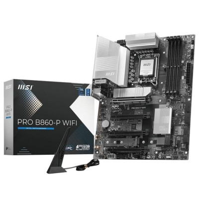 Материнська плата LGA1851, MSI PRO B860-P WIFI, B860, 4xDDR5, 1xPCI-E 5.0 x16, 3xPCI-E 4.0 x16, 4xSATA3, 3xM.2, ALC897, Realtek 8126 5Gb, WiFi 7, Bluetooth 5.4, HDMI/DP/Type-C, ATX