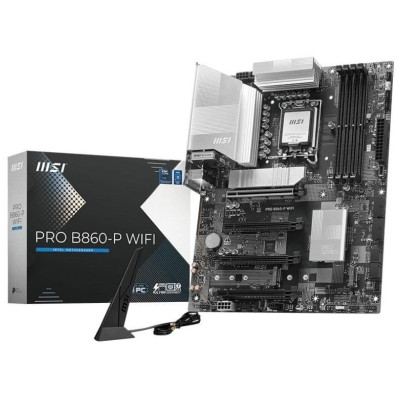 Материнська плата LGA1851, MSI PRO B860-P, B860, 4xDDR5, 1xPCI-E 5.0 x16, 3xPCI-E 4.0 x16, 4xSATA3, 3xM.2, ALC897, Realtek 8126 5Gb, HDMI/DP/Type-C, ATX