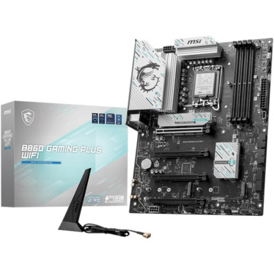 Материнська плата LGA1851, MSI B860 GAMING PLUS WIFI, B860, 4xDDR5, 1xPCI-E 5.0 x16, 3xPCI-E 4.0 x16, 4xSATA3, 3xM.2, ALC897, Killer E5000, WiFi 7, Bluetooth 5.4, HDMI/DP/Type-C, ATX