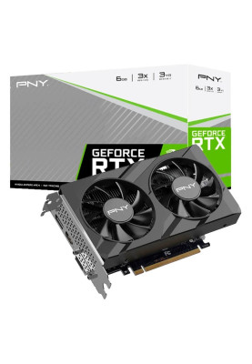 Відеокарта GeForce RTX 3050, PNY, VERTO, 6Gb GDDR6, 96-bit, DVI/HDMI/DP, 1470/14000 MHz (VCG30506DFXPB1)