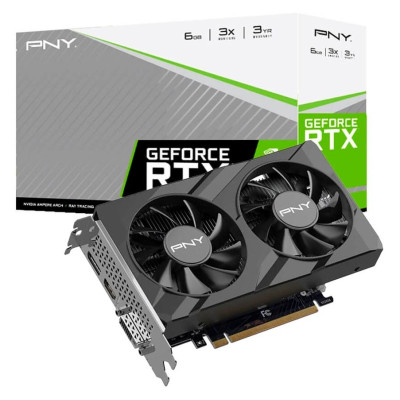 Відеокарта GeForce RTX 3050, PNY, VERTO, 6Gb GDDR6, 96-bit, DVI/HDMI/DP, 1470/14000 MHz (VCG30506DFXPB1)