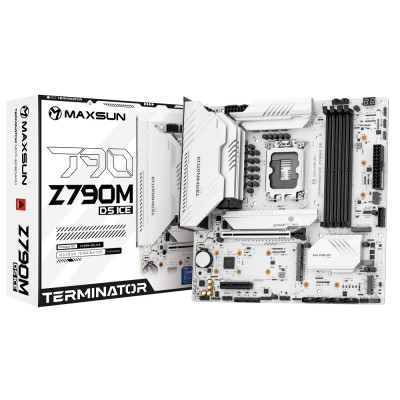 Мат.плата LGA1700, Maxsun Terminator Z790M D5 ICE, Z790, 4xDDR5, Int.Video(CPU), 4xSATA3, 1xPCI-E 16x 5.0, 1xPCI-E 4x 3.0, 5xM.2 4.0, RTL8125B, 4xUSB3.2/4xUSB2.0, 1*Type-C, DP/HDMI, WIFI6E AX211+BT5.3, Debug, ARGB, mATX (MS-Terminator Z790M D5 ICE)