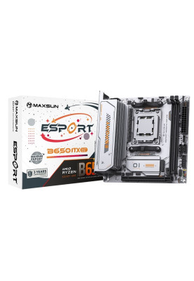 Материнська плата AM5 Maxsun eSport B650ITX WIFI ICE, B650, 2xDDR5, Int.Video (CPU), 2xSATA3, 2xM.2, 1xPCI-E 5.0 x16, ALC897, RTL8125B, RTL8852BE WiFi 6+Bluetooth 5.2, RGB sync, 2xUSB3.2/4xUSB2.0, DP/HDMI, mini ITX