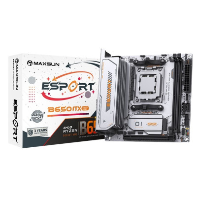 Материнська плата AM5 Maxsun eSport B650ITX WIFI ICE, B650, 2xDDR5, Int.Video (CPU), 2xSATA3, 2xM.2, 1xPCI-E 5.0 x16, ALC897, RTL8125B, RTL8852BE WiFi 6+Bluetooth 5.2, RGB sync, 2xUSB3.2/4xUSB2.0, DP/HDMI, mini ITX
