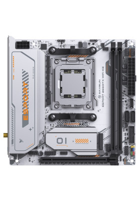 Материнська плата AM5 Maxsun eSport B650ITX WIFI ICE, B650, 2xDDR5, Int.Video (CPU), 2xSATA3, 2xM.2, 1xPCI-E 5.0 x16, ALC897, RTL8125B, RTL8852BE WiFi 6+Bluetooth 5.2, RGB sync, 2xUSB3.2/4xUSB2.0, DP/HDMI, mini ITX