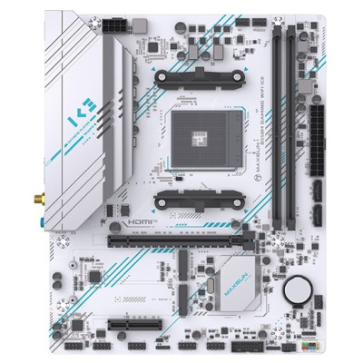 Мат.плата AM4 (B550) Maxsun B550M GAMING WIFI ICE, B550, 2xDDR4, Int.Video(CPU), 2xSATA3, 2xM.2, PCI-E 16x 4.0, PCI-E 4x 3.0, ALC897, RTL8111H, WIFI5ac+BT4.2, 2xUSB3.2/4xUSB2.0, VGA/HDMI, ARGB sync, Micro ATX (MS-B550M GAMING WIFI ICE)