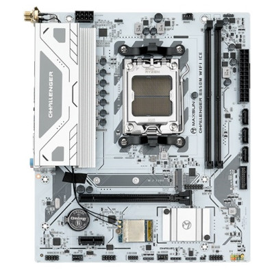 Материнська плата AM5 Maxsun Terminator B650M WIFI ICE, B650, 4xDDR5, Int.Video (CPU), 4xSATA3, 2xM.2, 1xPCI-E 4.0 x16, 1xPCI-E 3.0 x4, 1xPCI-E 3.0 x1, ALC897, RTL8125BG, RTL8852BE, BT5.2, RGB sync, 4xUSB3.2/4xUSB2.0/1xUSB-C, DP/HDMI, Micro ATX