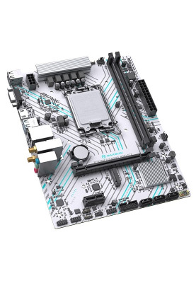 Мат.плата LGA1700, Maxsun B760M GAMING WIFI ICE, B760, 2xDDR4, Int.Video(CPU), 3xSATA3, 1xPCI-E 16x 4.0, 1xPCI-E 1x, 1xM.2 4.0, WiFi 5+BT4.2, RTL8111H, 2xUSB3.2/4xUSB2.0, VGA/HDMI, ARGB sync, MicroATX (MS-B760M GAMING WIFI ICE)