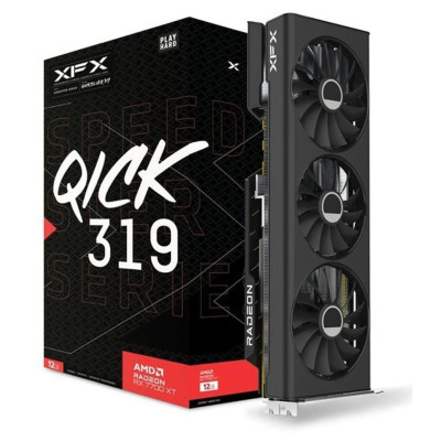 Відеокарта Radeon RX 7700 XT, XFX, Speedster QICK 319 (Black Edition), 12Gb GDDR6, 192-bit, HDMI/3xDP, 2599/18000 MHz, 2x8-pin (RX-77TQICKB9)