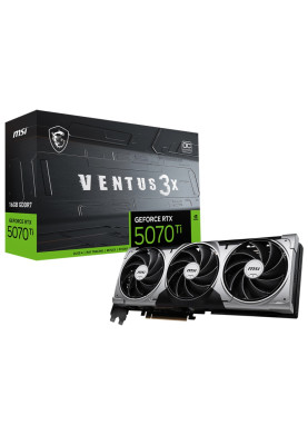 Відеокарта GeForce RTX 5070 Ti, MSI, VENTUS 3X OC, 16Gb GDDR7, 256-bit, HDMI/3xDP, 2497/28000 MHz, 16-pin (G507T-16V3C)