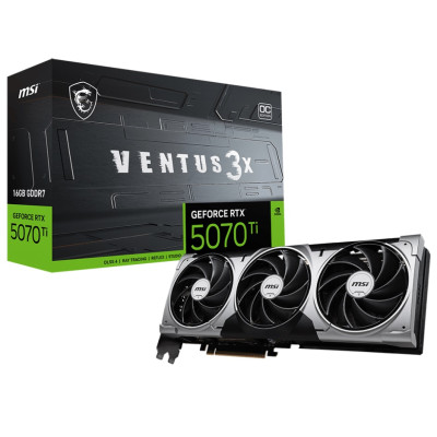 Відеокарта GeForce RTX 5070 Ti, MSI, VENTUS 3X OC, 16Gb GDDR7, 256-bit, HDMI/3xDP, 2497/28000 MHz, 16-pin (G507T-16V3C)