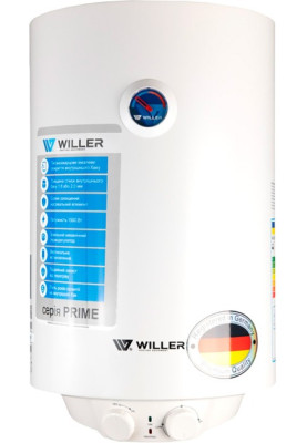 Водонагрівач Willer EV80DR Prime, White, 1500W, 80 л, вертикальний, плоский, "сухий" тен, механічне управління, терморегулятор, термозахист, IPX4