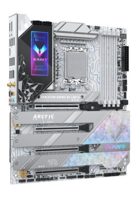 Материнська плата LGA1851, Maxsun iCraft Z890 ARCTIC, Z890, 4xDDR5, Int.Video(CPU), 4xSATA3, 1xPCI-E 16x 5.0, 1x PCI-E 8x 5.0, 2xPCI-E 4x 4.0, 4xM.2, RTL8126, 9xUSB3.2, 2*Type-C, DP/HDMI, WIFI7+BT5.4, 16 Phase, Debug, ARGB, ATX