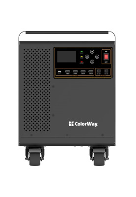 Зарядна станція ColorWay, Black, 3000 Вт / 3200 Вт/год, 1xType-C (5V/2.1A), 4xUSB (5V/2.1A), 2xDC, 3x220V, LiFePo4 (CW-PR-3K3W-01)
