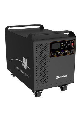 Зарядна станція ColorWay, Black, 3000 Вт / 3200 Вт/год, 1xType-C (5V/2.1A), 4xUSB (5V/2.1A), 2xDC, 3x220V, LiFePo4 (CW-PR-3K3W-01)