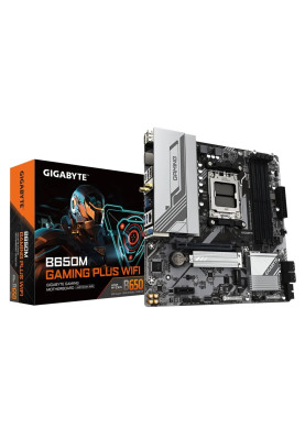 Материнська плата AM5 Gigabyte B650M GAMING PLUS WIFI, B650, 4xDDR5, Int.Video (CPU), 4xSATA3, 2xM.2, 1xPCI-E 4.0 x16, 1xPCI-E 3.0 x1, Realtek 7.1, Realtek 2.5Gb, WiFi 6E, Bluetooth 5.3, 7xUSB 3.2 / 6xUSB 2.0, HDMI/2xDP, MicroATX