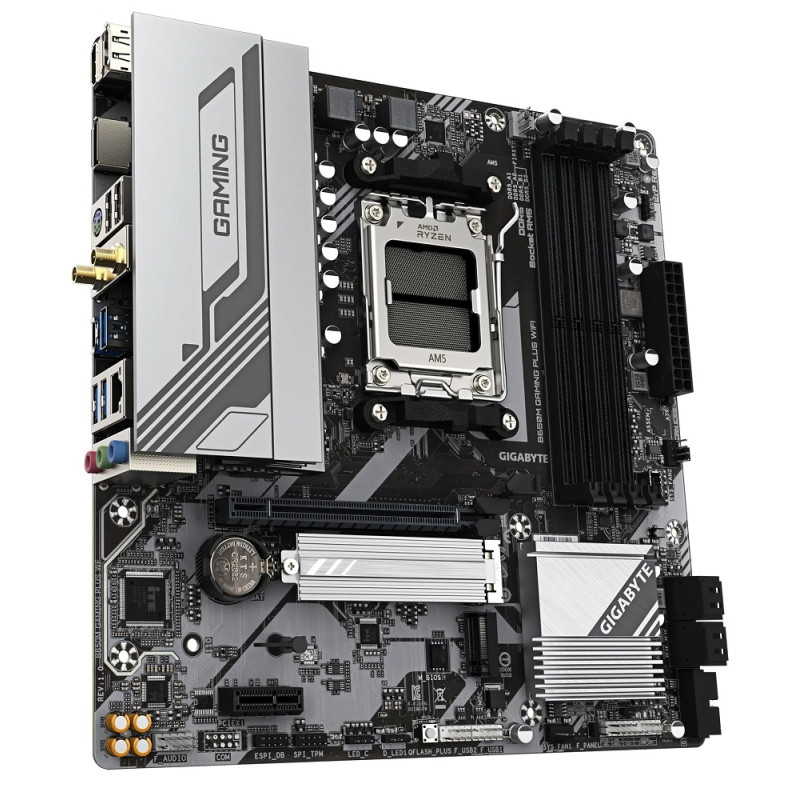Материнська плата AM5 Gigabyte B650M GAMING PLUS WIFI, B650, 4xDDR5, Int.Video (CPU), 4xSATA3, 2xM.2, 1xPCI-E 4.0 x16, 1xPCI-E 3.0 x1, Realtek 7.1, Realtek 2.5Gb, WiFi 6E, Bluetooth 5.3, 7xUSB 3.2 / 6xUSB 2.0, HDMI/2xDP, MicroATX