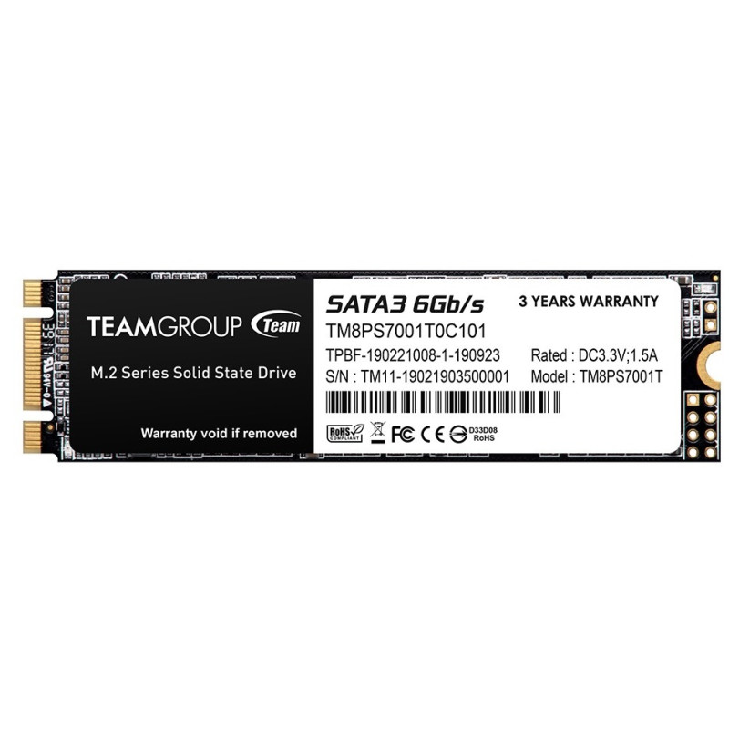 Твердотільний накопичувач SSD 1Tb, Team MS30, SATA3, M.2 2280, TLC, 530/480 МБ/с (TM8PS7001T0C101)