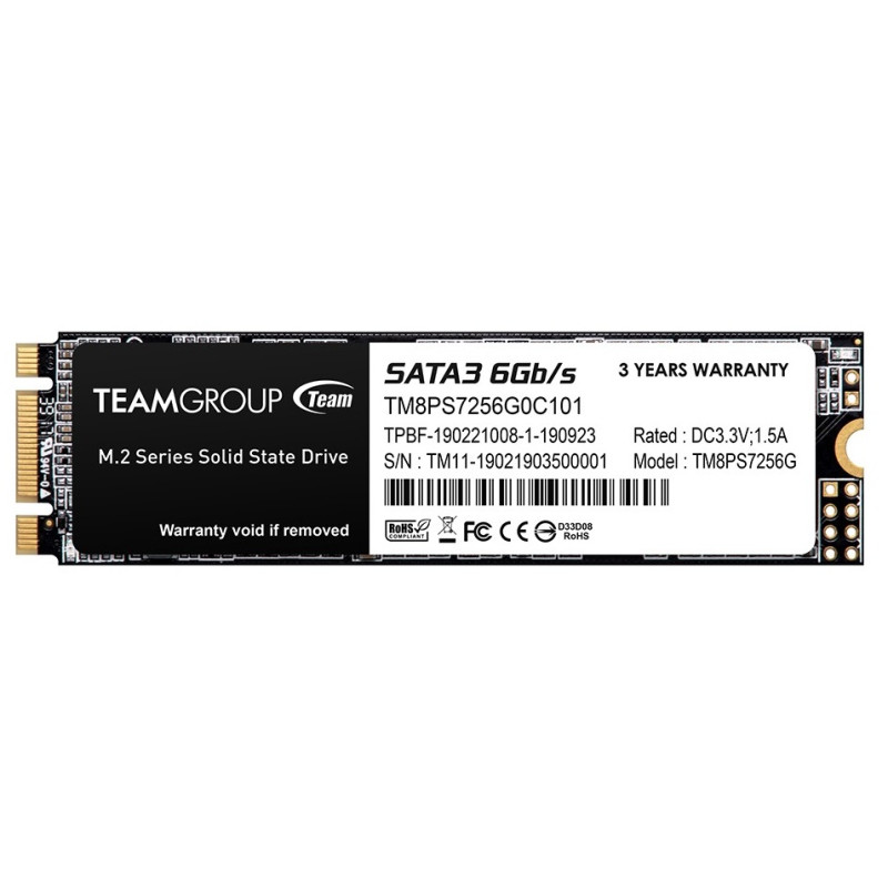 Твердотільний накопичувач SSD 256Gb, Team MS30, SATA3, M.2 2280, TLC, 500/400 МБ/с (TM8PS7256G0C101)