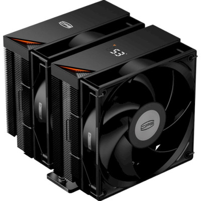 Кулер для процесора PcCooler RT620 Digital, Black, алюміній/мідь, 2x120 мм, для Intel 1851/1700/1200/115x, AMD AM5/AM4, висота 157 мм, до 265 Вт, цифровий LED дисплей (RT620-BKNWYL-GL)