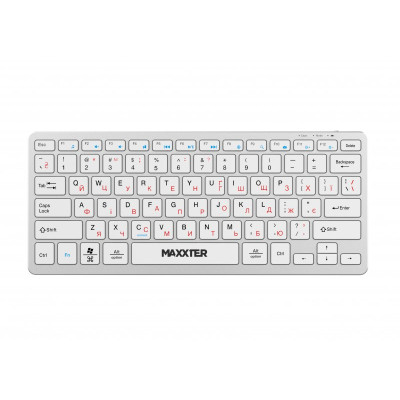 Клавіатура бездротова Maxxter KBW-C01S-UA, Silver, USB 2.4GHz, 78 кнопок, акумулятор 180 mAh