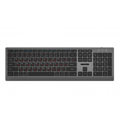 Клавіатура бездротова Maxxter KBW-01G-UA, Black/Grey, USB 2.4GHz, 104 кнопки, акумулятор 400 mAh