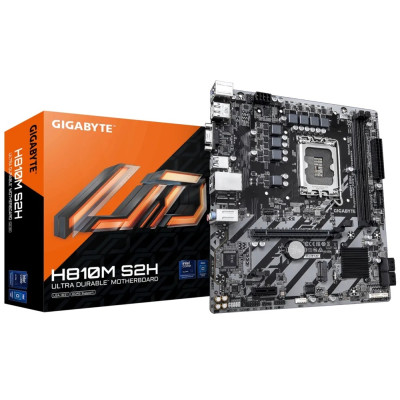 Материнська плата LGA1851, Gigabyte H810M S2H, H810, 2xDDR5, 1xPCI-E 4.0 x16, 1xPCI-E 3.0 x1, 4xSATA3, 1xM.2, Realtek 7.1, Realtek GbE, VGA/HDMI/DP, MicroATX