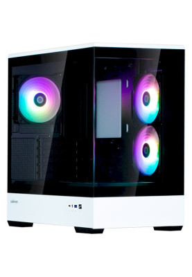 Корпус Zalman P30 BW, Black/White, Mini Tower, без БЖ, для Micro ATX / Mini ITX, 1xType-C / 1xUSB 3.0, макс. CPU - 173 мм / VGA - 420 мм, 3x120 мм ARGB, бічна та передня панель із загартованого скла