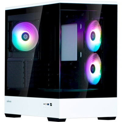 Корпус Zalman P30 BW, Black/White, Mini Tower, без БЖ, для Micro ATX / Mini ITX, 1xType-C / 1xUSB 3.0, макс. CPU - 173 мм / VGA - 420 мм, 3x120 мм ARGB, бічна та передня панель із загартованого скла