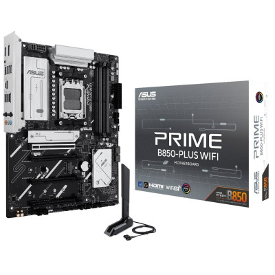 Материнська плата AM5 Asus PRIME B850-PLUS WIFI, B850, 4xDDR5, Int.Video (CPU), 4xSATA3, 3xM.2, 1xPCI-E 5.0 x16, 1xPCI-E 4.0 x16, 2xPCI-E 3.0 x16, Realtek 7.1, Realtek 2.5Gb, WiFi 6E, Bluetooth 5.3, 8xUSB 3.2 / 8xUSB 2.0, HDMI/DP, ATX