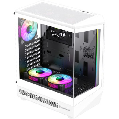 Корпус GameMax Vista COC AW, White, без БЖ, Mid Tower, ATX / Micro ATX / Mini-ITX, 1xType-C / 1xUSB 3.0 / 1xUSB 2.0, макс. CPU - 155 мм / VGA - 330 мм, 5x120 мм ARGB, бічна та передня панель із загартованого скла, ARGB Fan HUB