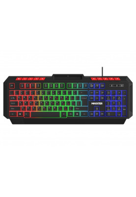 Клавіатура Maxxter KBG-UML-02B-UA, Black, USB, 104 кнопки, LED підсвічування, кріплення для телефону, 1.8 м