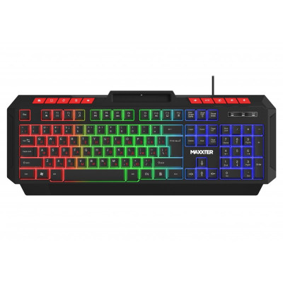 Клавіатура Maxxter KBG-UML-02B-UA, Black, USB, 104 кнопки, LED підсвічування, кріплення для телефону, 1.8 м