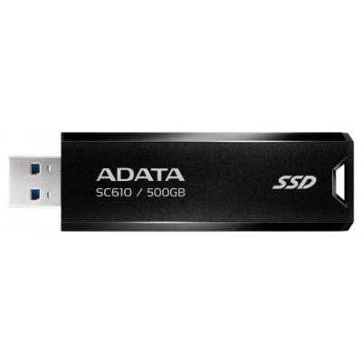 Зовнішній накопичувач SSD, 500Gb, ADATA SC610, Black, USB 3.2 (Gen 2), 550 / 500 Мб/с (SC610-500G-CBK/RD)