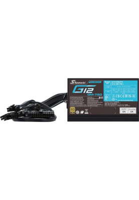 Блок живлення 750 Вт, Seasonic G12 GM, Black, напівмодульний, 80+ Gold, Active PFC, 12 см, 3xMolex / 6xSATA / 3x6+2-pin / 2x4+4-pin / 20+4-pin, захист OPP/OVP/OCP/SCP/OTP/UVP (G12 GM-750)