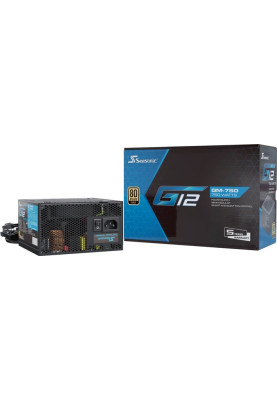 Блок живлення 750 Вт, Seasonic G12 GM, Black, напівмодульний, 80+ Gold, Active PFC, 12 см, 3xMolex / 6xSATA / 3x6+2-pin / 2x4+4-pin / 20+4-pin, захист OPP/OVP/OCP/SCP/OTP/UVP (G12 GM-750)