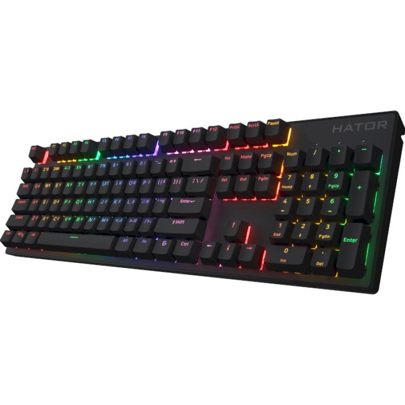 Клавіатура Hator Icefall Mecha Rainbow, Black, USB, механічна (перемикачі Origin Red Linear), LED "Rainbow" підсвічування, 104 кнопки, 1.8 м (HTK104UA)