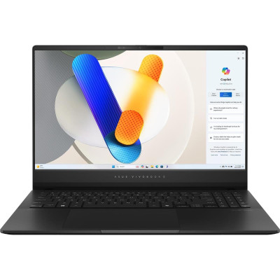 Ноутбук 15" Asus Vivobook S 15 OLED M5506UA-MA053 Neutral Black, 15.6" (2880x1620, OLED, 120Hz), AMD Ryzen 7 8845HS (8x3.8-5.1 GHz), 16Gb LPDDR5X, 512Gb SSD, AMD Radeon, WiFi 6E, Bluetooth 5.3, Web, 2xType-C / 2xUSB 3.2, HDMI, 75 Wh, DOS (90NB14