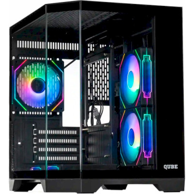 Корпус Qube Crystal ARGB, White, Mini Tower, без БЖ, для microATX / mini-ITX, 1xUSB 3.2 / 2xUSB 2.0, макс. CPU - 160 мм / VGA - 320 мм, 5x120 мм RGB, бічна панель із загартованого скла (CRYSTAL_GWNU3)