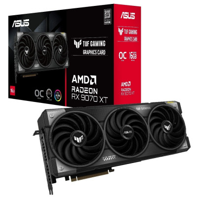 Відеокарта Radeon RX 9070 XT, Asus, TUF GAMING OC, 16Gb GDDR6, 256-bit, HDMI/3xDP, 3080/20000 MHz, 3x8-pin (TUF-RX9070XT-O16G-GAMING)