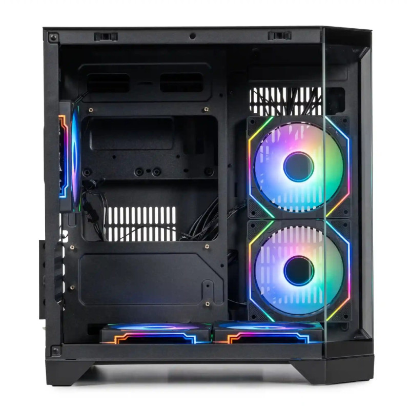 Корпус Qube Crystal ARGB, Black, Mini Tower, без БЖ, для microATX / mini-ITX, 1xUSB 3.2 / 2xUSB 2.0, макс. CPU - 160 мм / VGA - 320 мм, 5x120 мм RGB, бічна панель із загартованого скла (CRYSTAL_GBNU3)