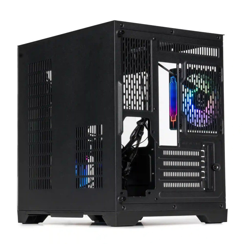 Корпус Qube Crystal ARGB, Black, Mini Tower, без БЖ, для microATX / mini-ITX, 1xUSB 3.2 / 2xUSB 2.0, макс. CPU - 160 мм / VGA - 320 мм, 5x120 мм RGB, бічна панель із загартованого скла (CRYSTAL_GBNU3)