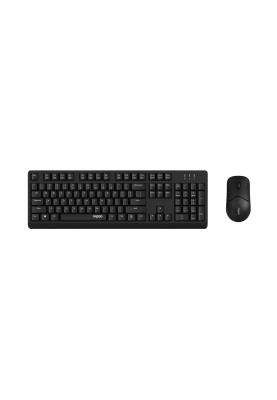 Комплект клавіатура+миша Rapoo X1500, Black, Bluetooth / 2.4 GHz / USB, 1 х AA, миша: 1200dpi, оптична, 3 кнопки, клавиатура: кнопок 107 шт. (мембранні), радіус дії 10 м