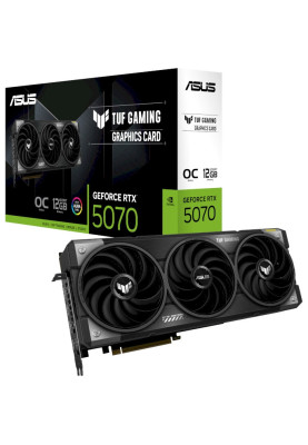 Відеокарта GeForce RTX 5070, ASUS, TUF GAMING OC, 12Gb GDDR7, 192-bit, HDMI/3xDP, 2640/28000 MHz, 16-pin (TUF-RTX5070-O12G-GAMING)